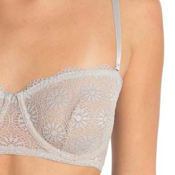 Free People Starla Underwire Convertible Lace Bra Skies Blue Gray - Picture 3 of 14